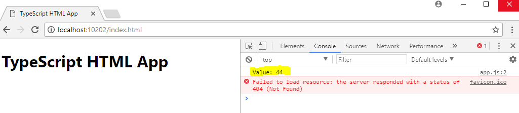 Chrome Console Result