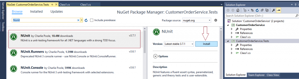Nunit Nuget Package