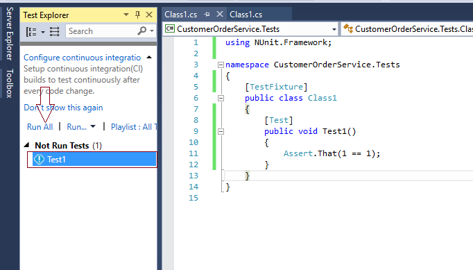 NUnit Not run tests