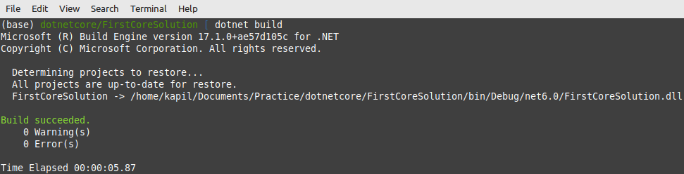 dotnet build command