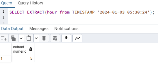 Get Hour from timestamp field