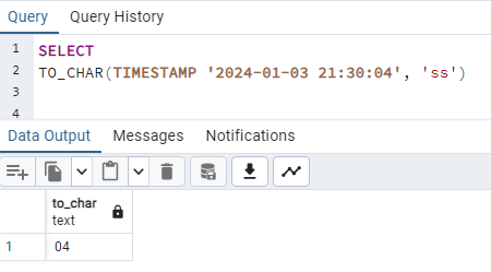 Extract two digits seconds from timestamp column