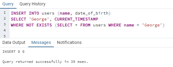 Insert only when data does not exist in table