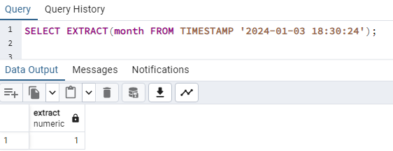 PostgreSQL Extract month from timestamp