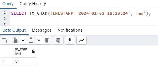 Extract two digits month number from timestampx