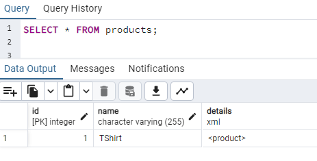 XML Data type example