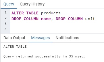 Drop multiple columns example in PostgreSQL