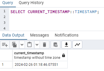 Cast timestamptz to timestamp data type