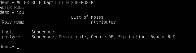 ALTER ROLE Superuser example