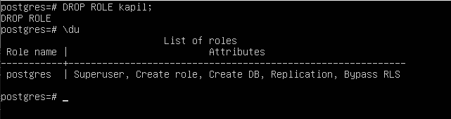 drop role example in PostgreSQL